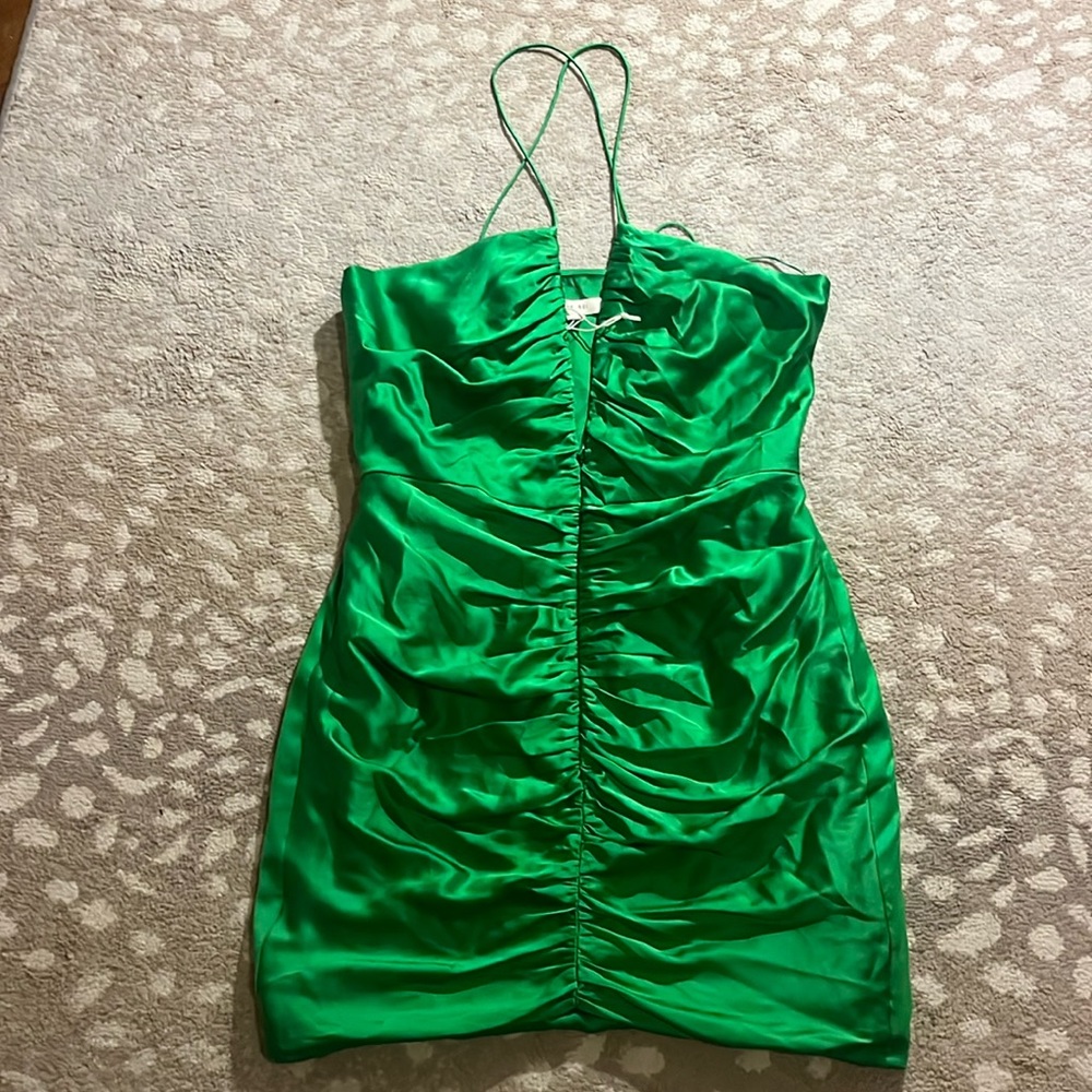 The Sei Green Keyhole Mini Dress